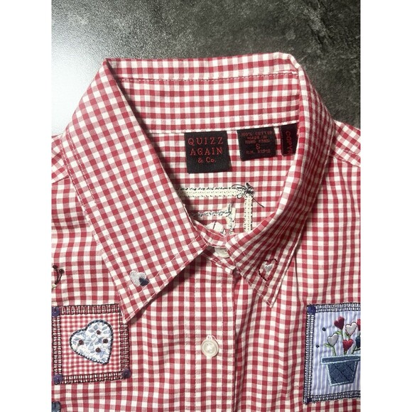 VTG Quizz Again Embroidered Shirt Sz. Small Country Apple Picking Check Plaid - Picture 4 of 15